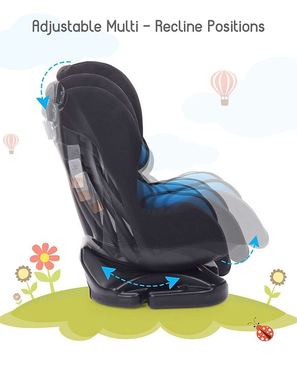 Babyhug Cruise Convertible Reclining Car Seat with Side Impact Protection - Blue & Black