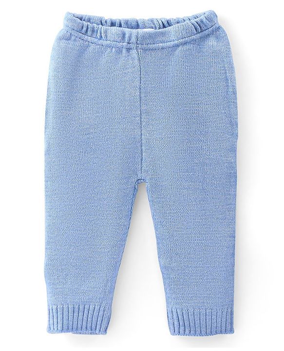 Babyhug Knit Full Sleeves Sweater Set with Argyle Design - Light Blue