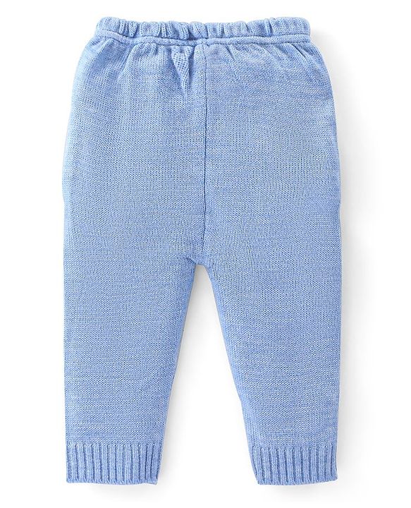 Babyhug Knit Full Sleeves Sweater Set with Argyle Design - Light Blue