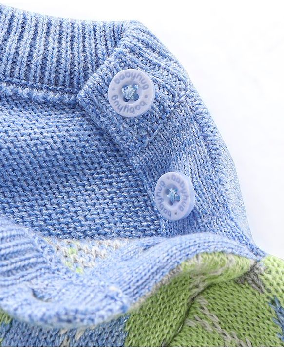 Babyhug Knit Full Sleeves Sweater Set with Argyle Design - Light Blue