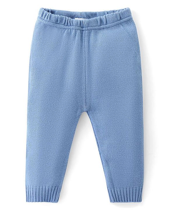 Babyhug Knit Full Sleeves Sweater Set with Argyle Design - Blue