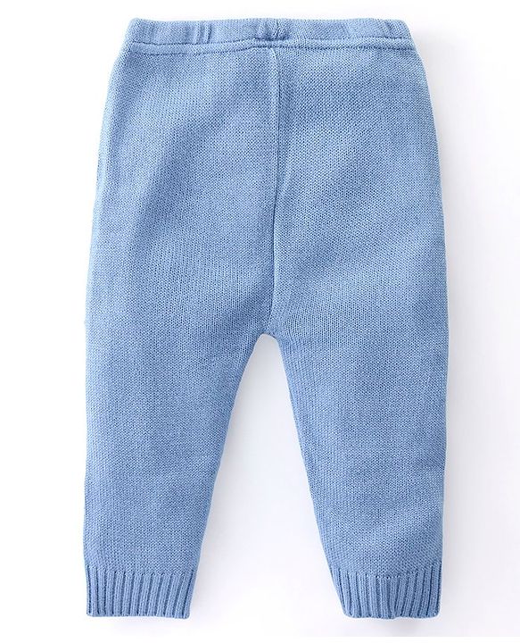 Babyhug Knit Full Sleeves Sweater Set with Argyle Design - Blue