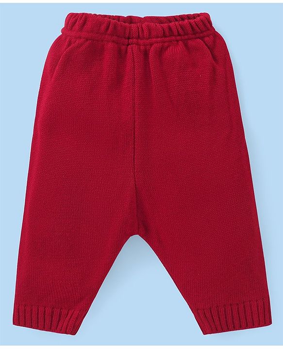 Babyhug Knitted Full Sleeves Pullover   Sweater Set with Aztec Design - Red