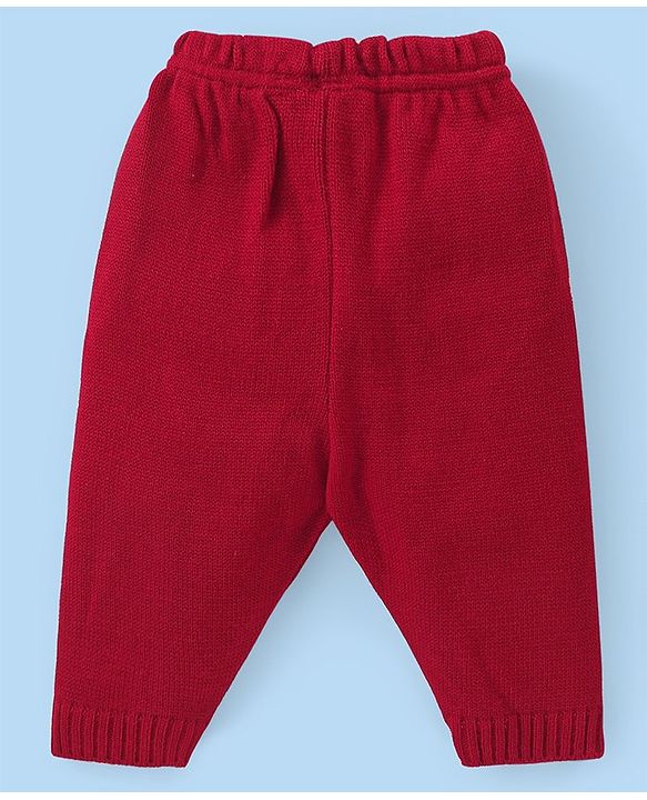 Babyhug Knitted Full Sleeves Pullover   Sweater Set with Aztec Design - Red