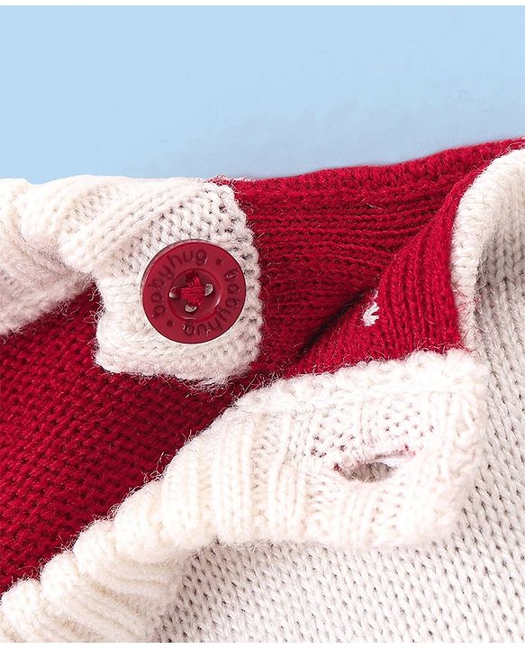 Babyhug Knitted Full Sleeves Pullover   Sweater Set with Aztec Design - Red