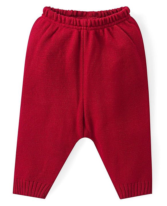 Babyhug Knitted Full Sleeves Pullover   Sweater Set with Intarsia Design - Red