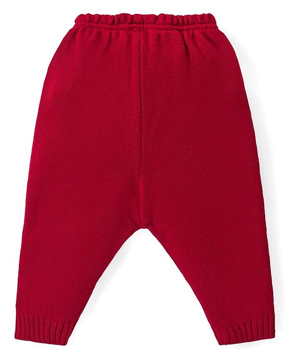 Babyhug Knitted Full Sleeves Pullover   Sweater Set with Intarsia Design - Red