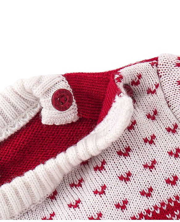 Babyhug Knitted Full Sleeves Pullover   Sweater Set with Intarsia Design - Red