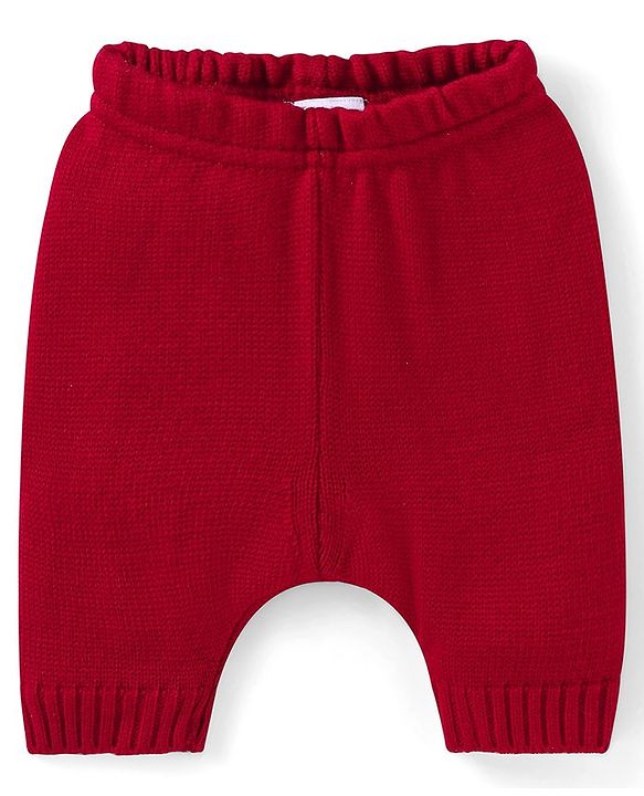 Babyhug Knitted Full Sleeves Christmas Theme Printed Sweater Set - Dark Red & Grey