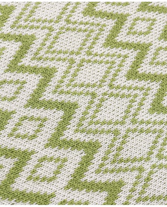 Babyhug Knitted Full Sleeves Sweater Set With Chevron Design - Off White & Green