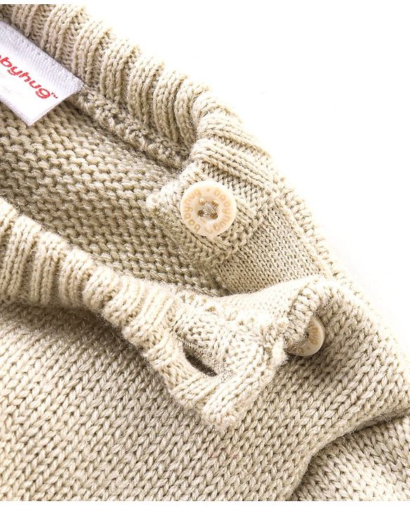 Babyhug Knit Full Sleeves Sweater Set Aztec Design - Beige