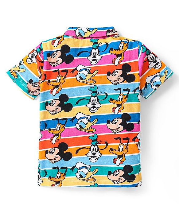 Babyhug Disney Single Jersey Knit Half Sleeve T-Shirt and Denim Shorts with Mickey Mouse Graphics- Multicolor