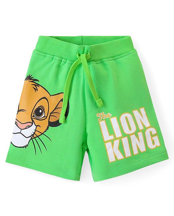Babyhug Disney Cotton Knit Half Sleeves T-Shirt & Shorts Set With The Lion King Graphics - Navy & Green