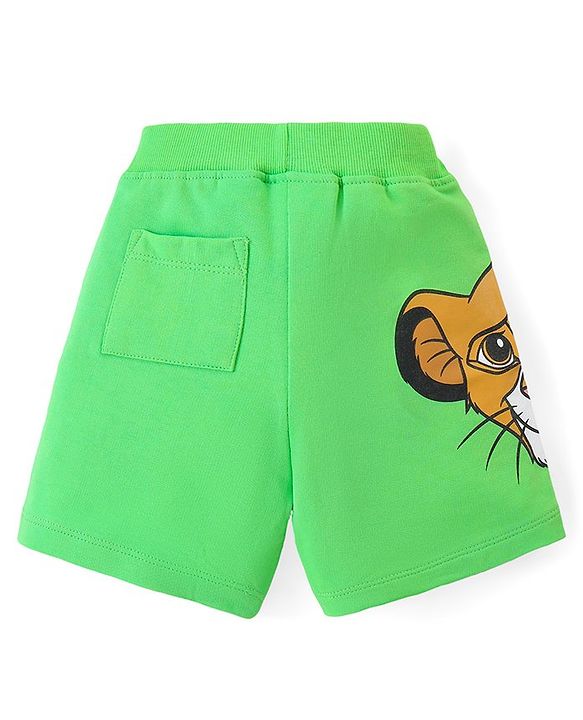 Babyhug Disney Cotton Knit Half Sleeves T-Shirt & Shorts Set With The Lion King Graphics - Navy & Green