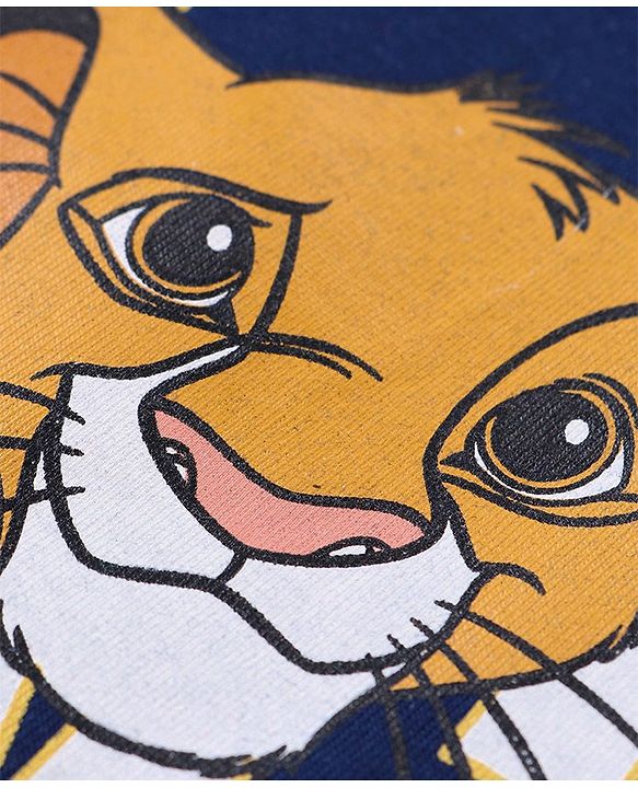 Babyhug Disney Cotton Knit Half Sleeves T-Shirt & Shorts Set With The Lion King Graphics - Navy & Green