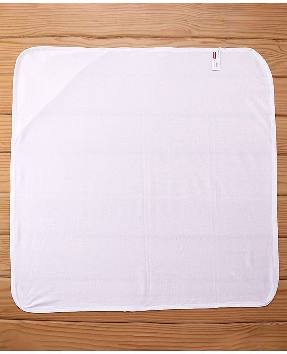Babyhug Terry Interlock Hooded Towel L 75 x B 75 cm - White