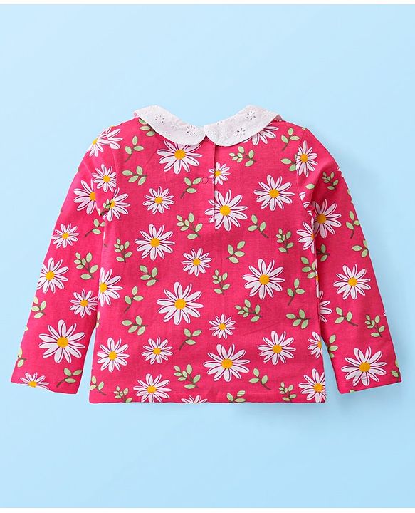 Babyhug Single Jersey Knit Full Sleeves Floral Printed Top & Leggings Set - Red & White