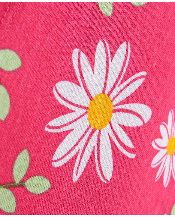 Babyhug Single Jersey Knit Full Sleeves Floral Printed Top & Leggings Set - Red & White