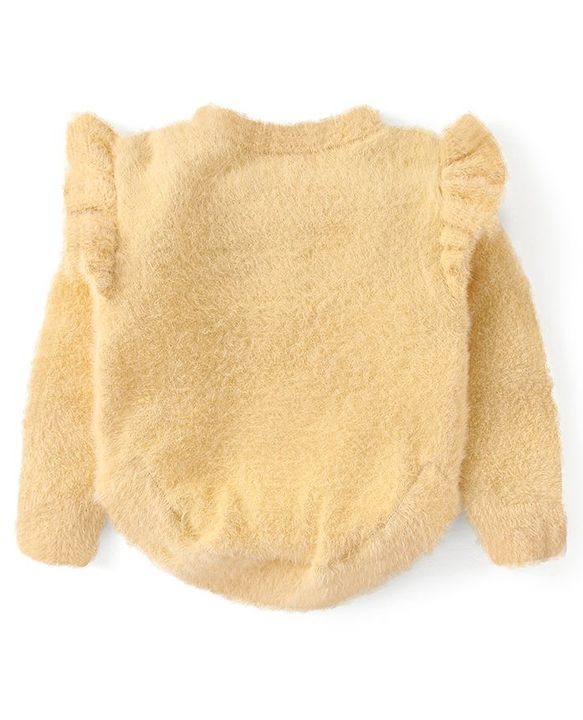 Babyhug Knitted Full Sleeves Pullover Sweater with Floral Design - Yellow