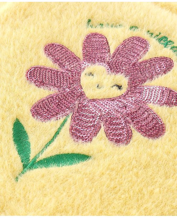 Babyhug Knitted Full Sleeves Pullover Sweater with Floral Design - Yellow