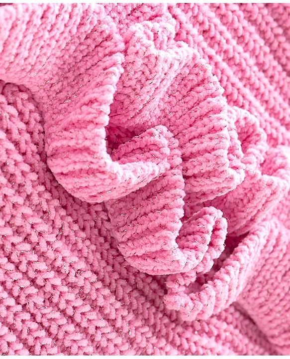 Babyhug Knitted Full Sleeves Pullover Sweater with Frill Detailing -Pink