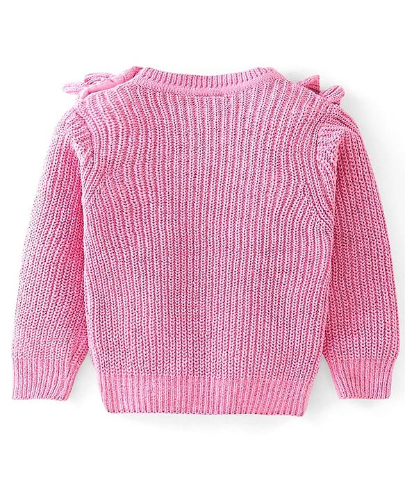 Babyhug Knitted Full Sleeves Pullover Sweater with Frill Detailing -Pink