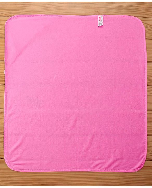 Babyhug Terry Hooded Towel Strawberry Embroidery L 75 x B 75 cm - Pink