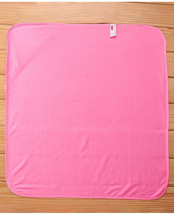 Babyhug Terry Hooded Towel Rainbow Embroidery L 75 x B 75 cm - Pink