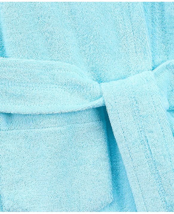 Babyhug  Cotton Terry Knit Full Sleeves Hooded Bath Robe with Pocket Star Fish Embroidery - Blue