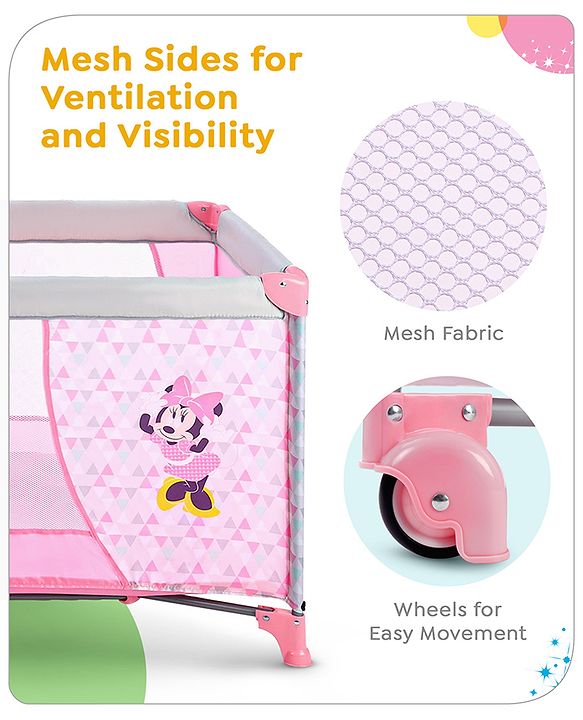 Babyhug Disney Minnie Printed Playpen - Pink