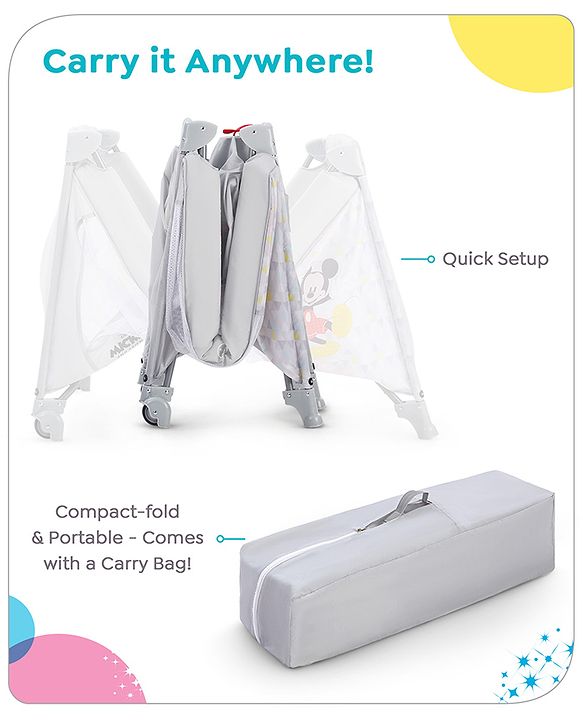 Babyhug Disney Mickey Printed Playpen - Grey