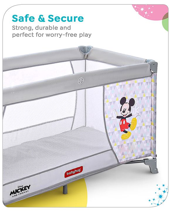 Babyhug Disney Mickey Printed Playpen - Grey