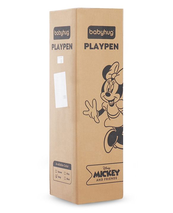 Babyhug Disney Mickey Printed Playpen - Grey