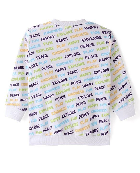 Babyhug 100% Cotton Knit Full Sleeves Sweatshirt with Monster Graphics Pack of 2- Blue & White