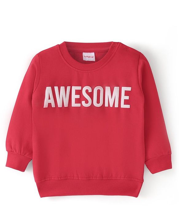 Babyhug Cotton Knit Full Sleeves Sweat Shirts with Text Print Pack of 2 - Multicolour