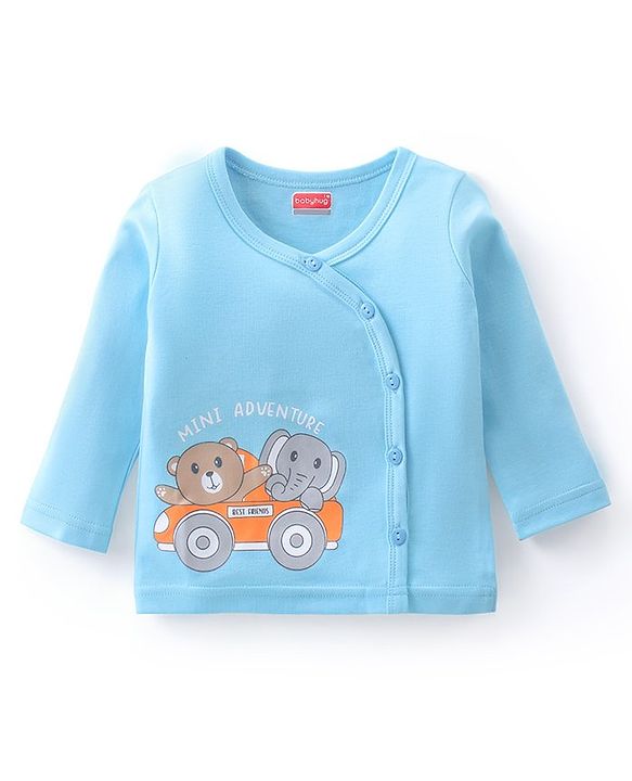 Babyhug 100% Cotton Knit Full Sleeves Front Open Vest Animal Print Pack of 3 - Orange Blue & Yellow