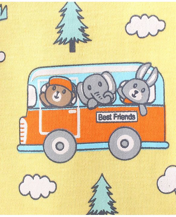 Babyhug 100% Cotton Knit Full Sleeves Front Open Vest Animal Print Pack of 3 - Orange Blue & Yellow