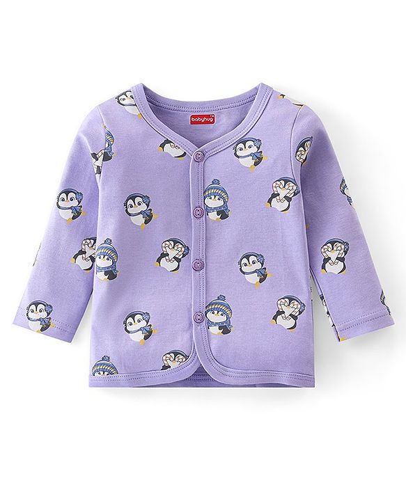 Babyhug 100% Cotton Knit Full Sleeves Penguin Printed Front Open Jhablas Pack Of 3 - Multicolour
