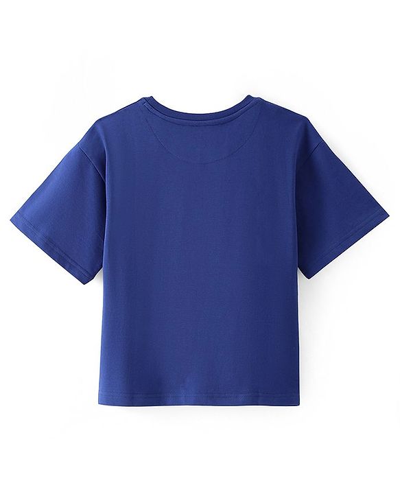 Pine Kids Cotton Knit Half Sleeves Text Printed T-Shirt - Royal Blue