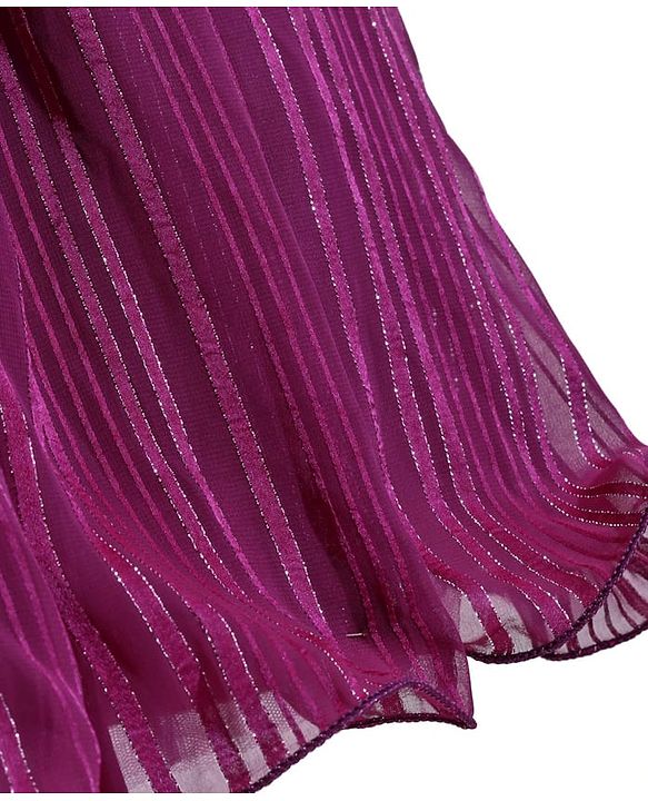 Babyhug Woven Sleeveless Fit & Flare Party Gown with Curled Hem Bow Applique -Purple