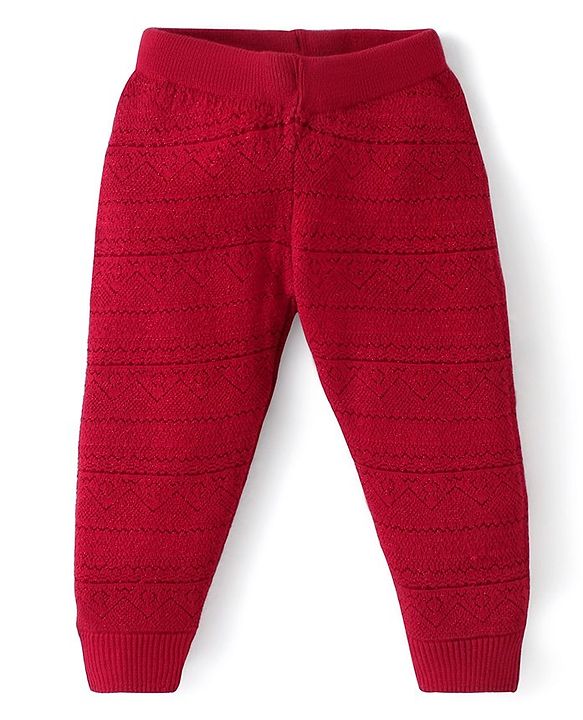 Babyhug Knitted Full Length Regular Fit Designed Woollen Pant - Grey