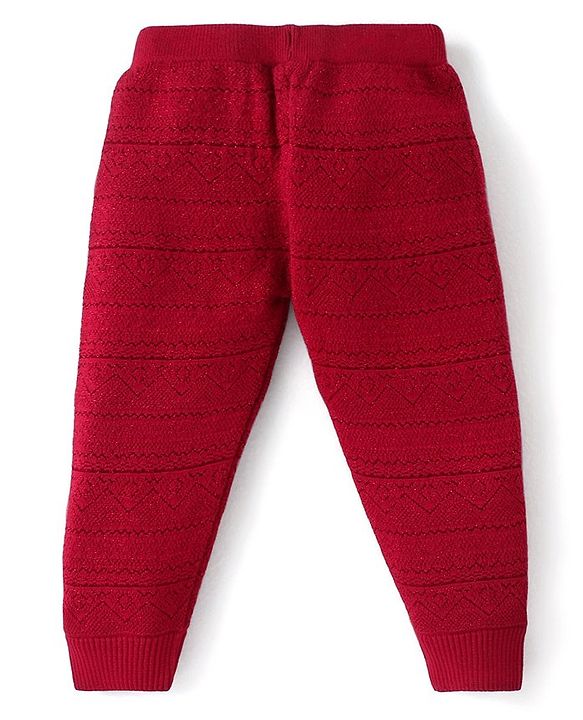 Babyhug Knitted Full Length Regular Fit Designed Woollen Pant - Grey