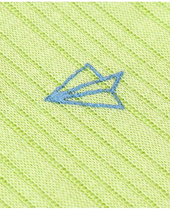 Babyhug Cotton Full Sleeves Front Open Thermal Vest And Leggings with Aeroplane Print - Lime Green