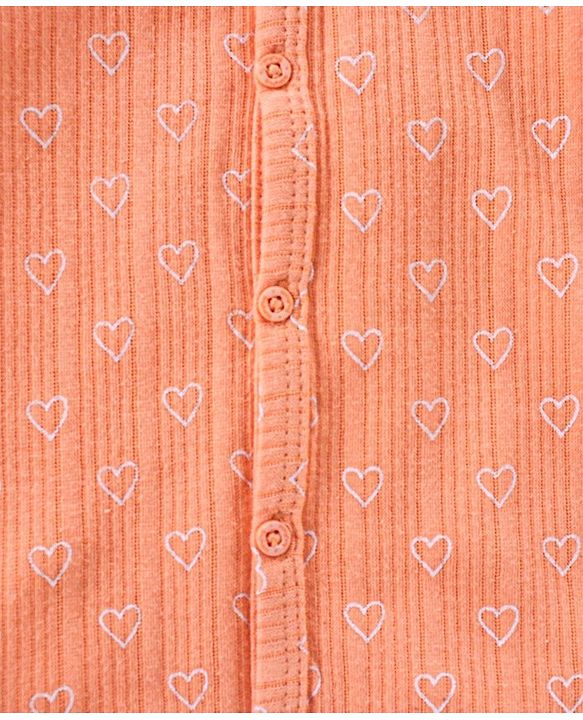 Babyhug Full Sleeves Heart Print Thermal Vest & Pant - Orange