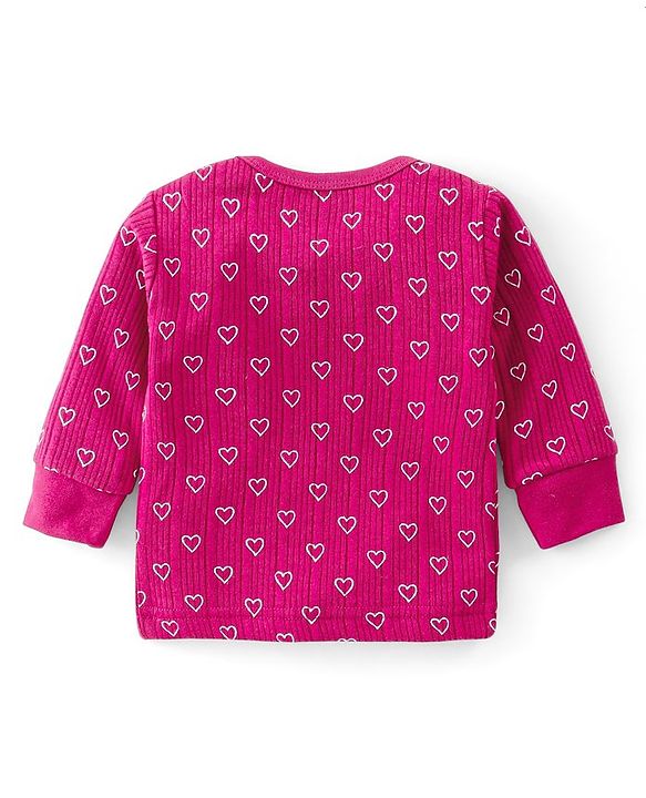 Babyhug Full Sleeves Vest Pullover & Thermal Wear Pant Heart Print Pack Of 3 - Wine