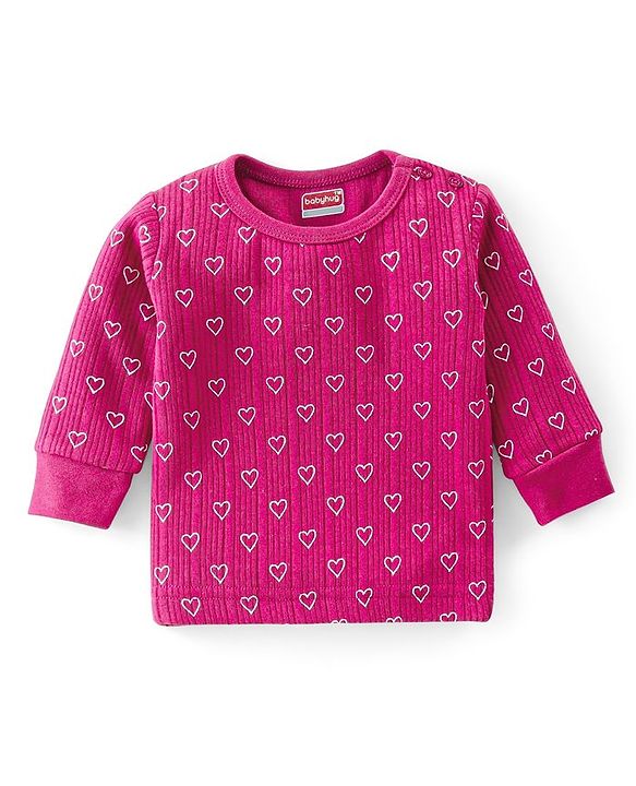 Babyhug Full Sleeves Vest Pullover & Thermal Wear Pant Heart Print Pack Of 3 - Wine