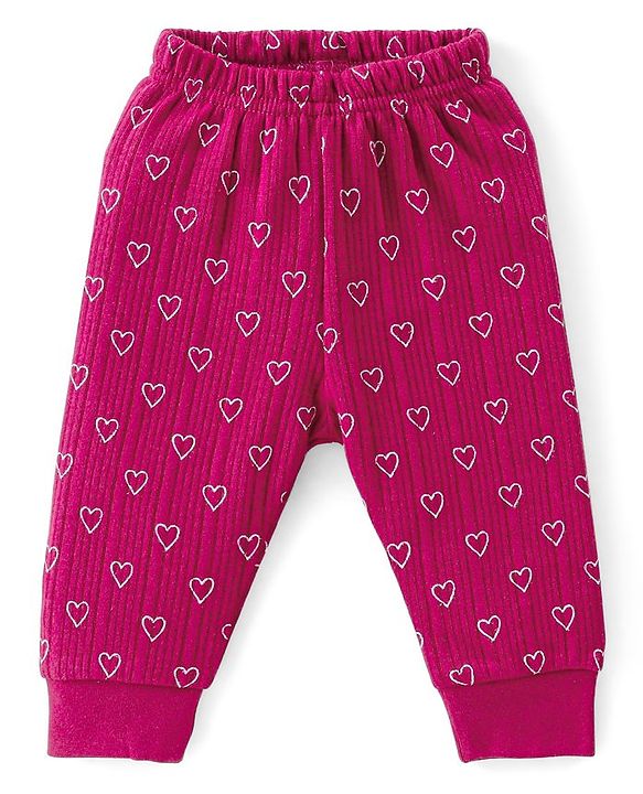 Babyhug Full Sleeves Vest Pullover & Thermal Wear Pant Heart Print Pack Of 3 - Wine