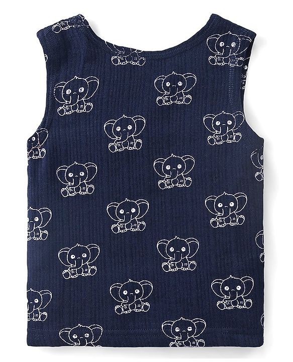 Babyhug Full Sleeves Vest Pullover & Thermal Wear Pant Animal Print Pack Of 3 - Navy Blue