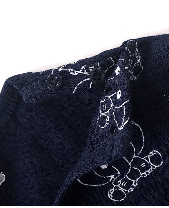 Babyhug Full Sleeves Vest Pullover & Thermal Wear Pant Animal Print Pack Of 3 - Navy Blue