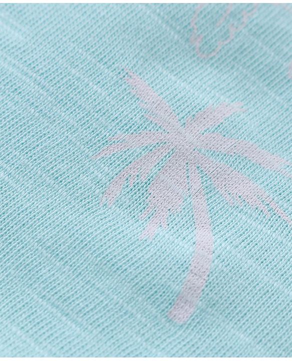 Babyhug Cotton Knit Half Sleeves T-Shirt & Shorts Set With Beach Themed Print - Blue & White